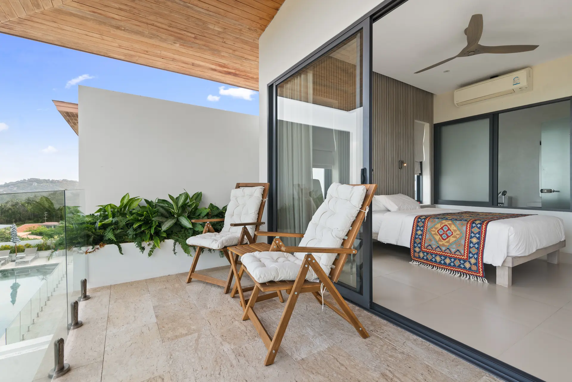 5-Bedroom Sea View Villa for Holiday Rent – Bang Por | Koh Samui - bedroom terrace