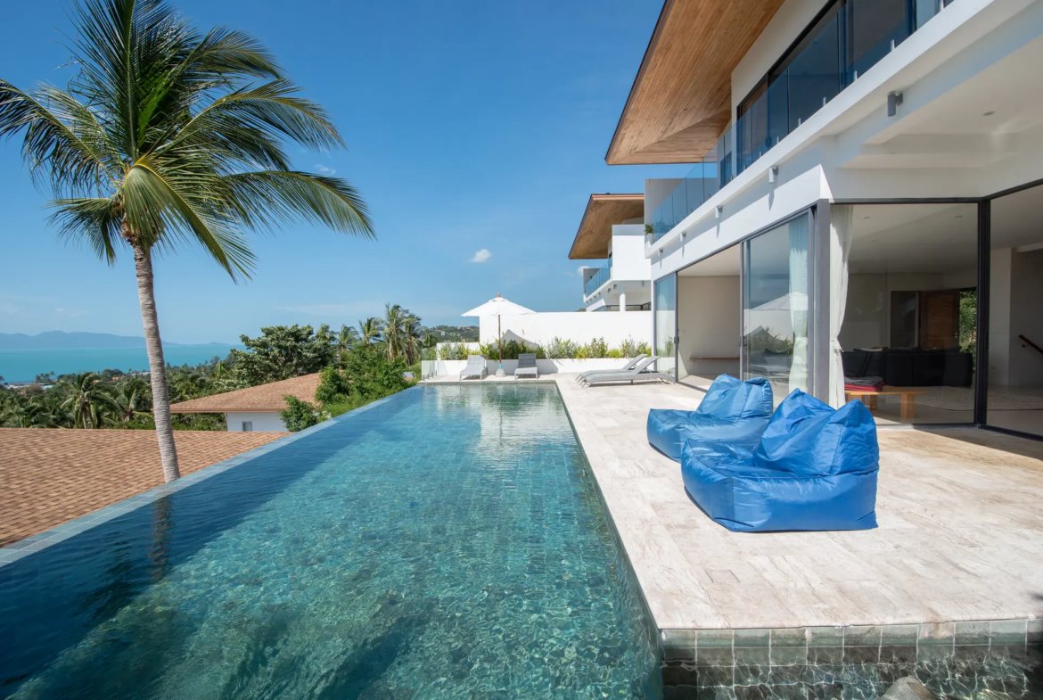 5-Bedroom Sea View Villa for Holiday Rent – Bang Por | Koh Samui - pool with a vie